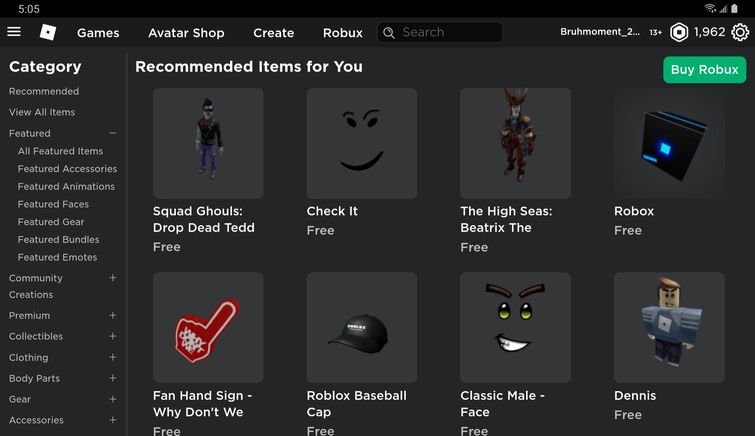 My Recommended For You Section Is All Free Stuff Fandom - all free stuff on roblox