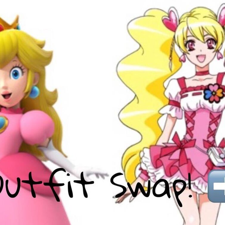 Cure Peach and Princess Peach Outfit Swap