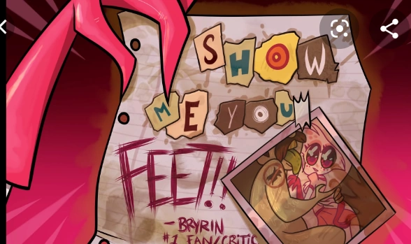 It's a close up of the creepy fan letter a guy is licking a angel body