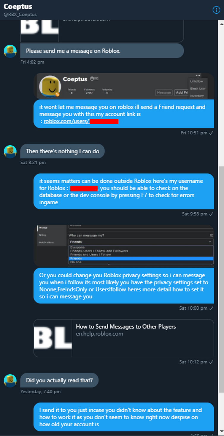 Coeptus Doesnt Care About His Players I Get Kicked For No Reason Ingame And He Refuses To Help Me Fandom - how to kick people using the dev console in roblox