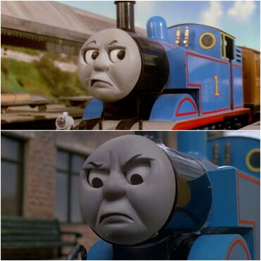 thomas the train mad face