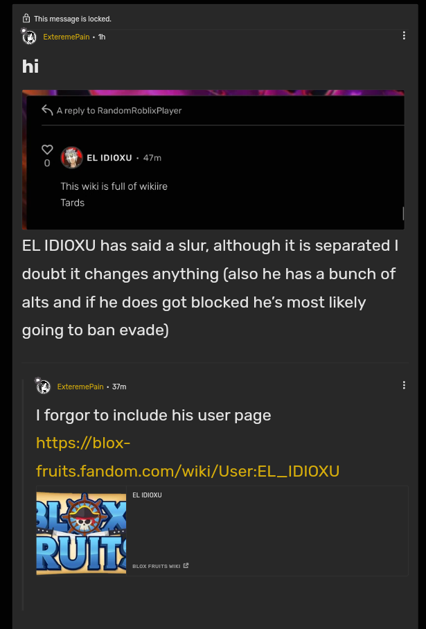 I got banned for telling people to report a hacker,well done roblox :  r/bloxfruits