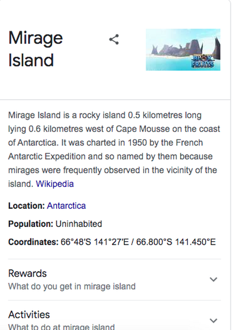 FOUND MIRAGE ISLAND