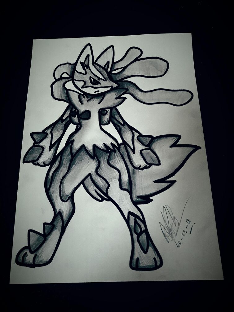 My drawing of Shiny Mega Lucario : r/PokemonUnite