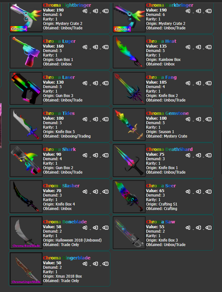 Selling all mm2 godly,chromas,ancient and vintage(read description)