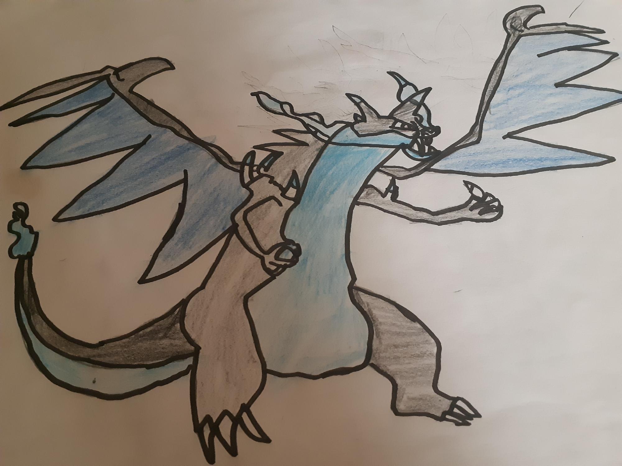 charizard, mega charizard x, and mega charizard y (pokemon) drawn