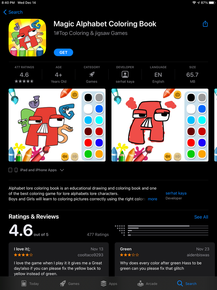 Alphabet Lore Coloring Book, Apps