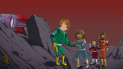 Emmet, along with Maegan and April, featured in Baby's special mission ending.