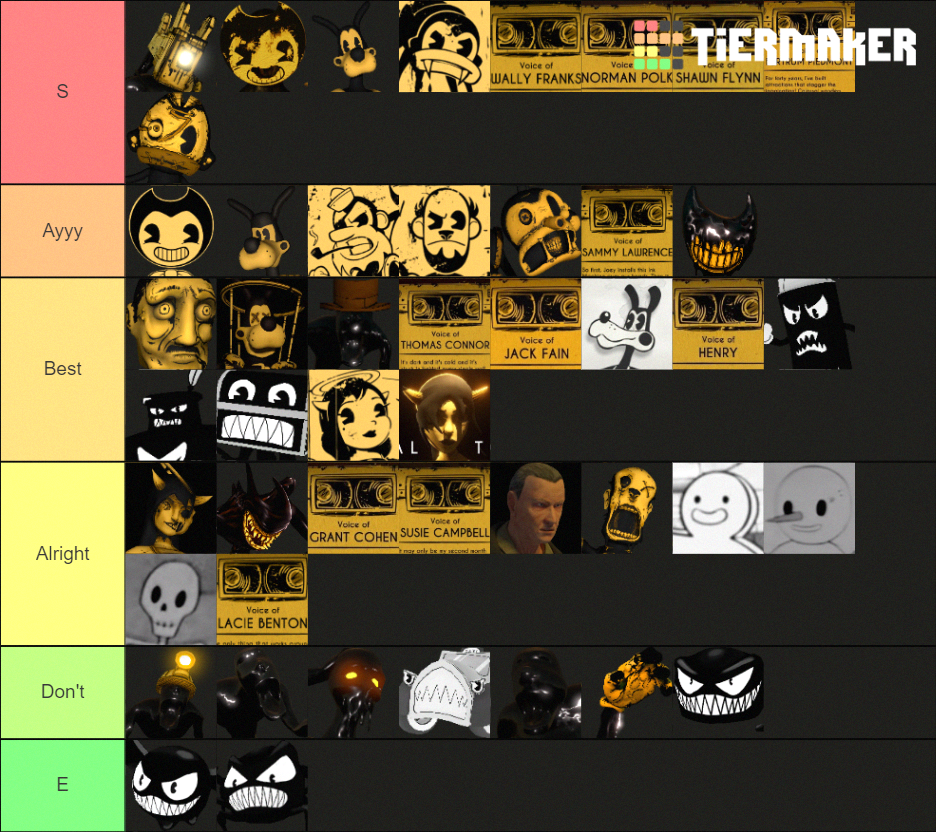 Create a Bendy and the Ink Machine Fan Songs Tier List - TierMaker