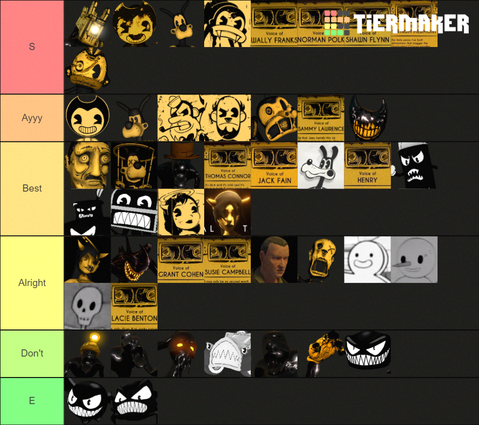 my bendy characters tier list : r/BendyAndTheInkMachine