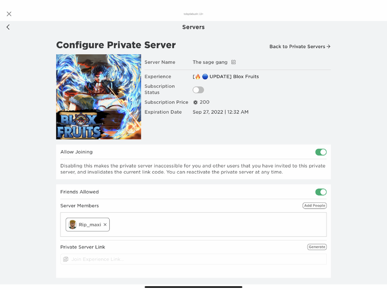 Private Servers, Blox Fruits Wiki