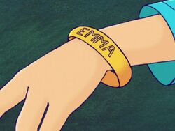 Emma's name on her wristband.