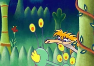 Audrey getting one of the Snip Snip Bird's feathers.