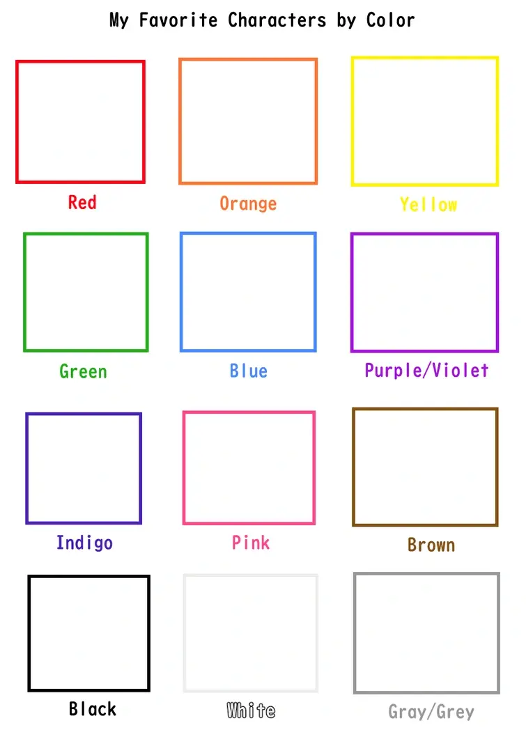 My favourite characters by color! YAY, | Fandom