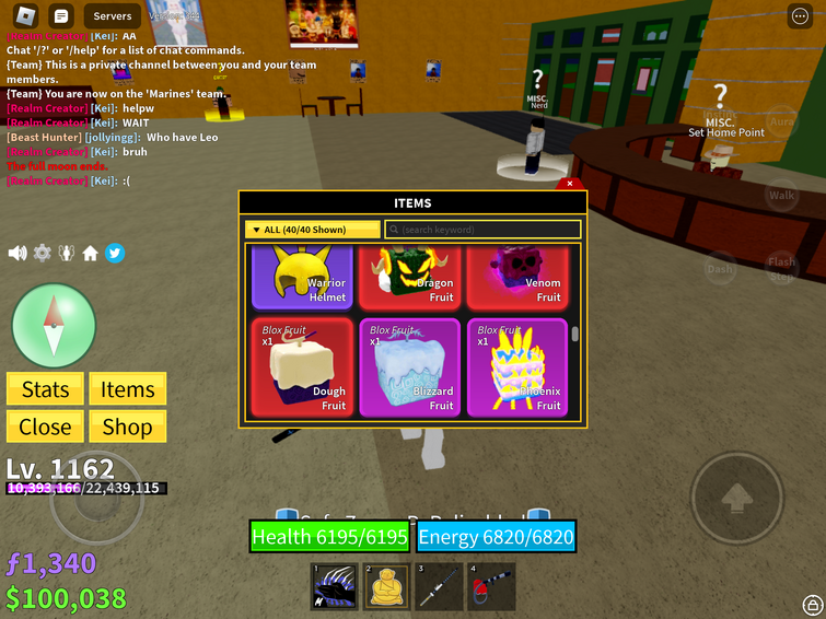 Blox fruit account with venom-dragon-pheonix with robox