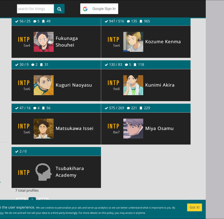 INTP anime characters according to Personality-Database.com : r/INTP