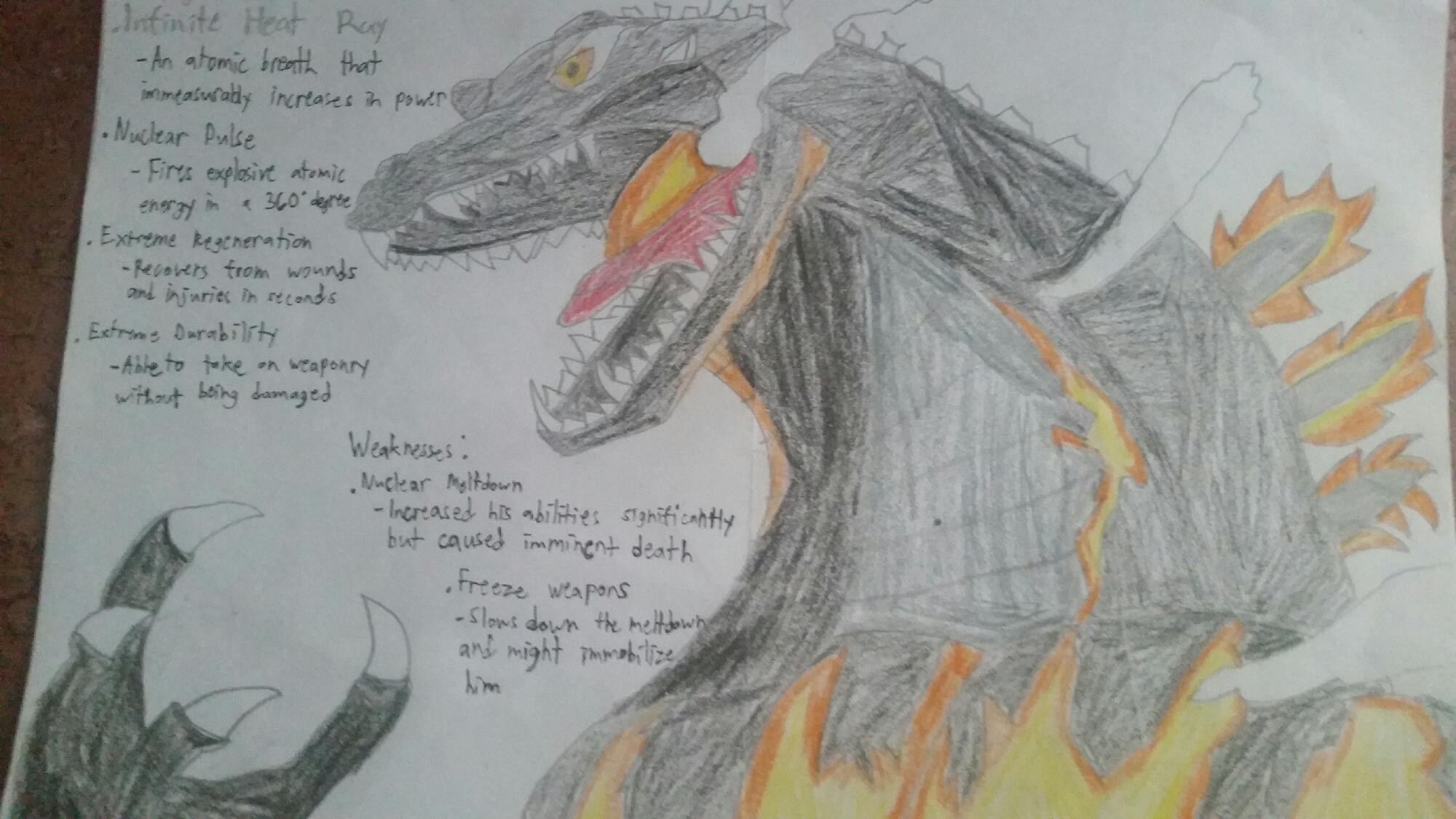 burning godzilla drawing