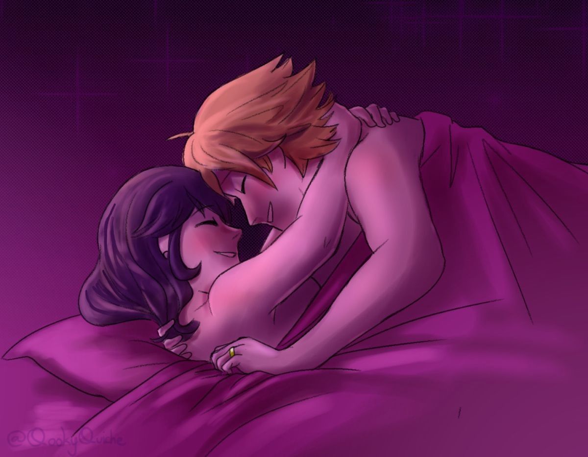 Adrien and marinette kiss in bed