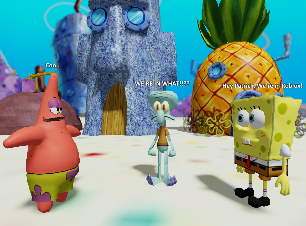 Spongebob Patrick And Squidward Get Teleported To The Roblox Universe Fandom - roblox spongebob game