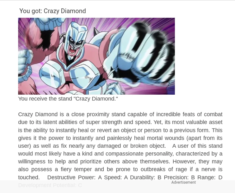 I decided to take some random jojo stand quiz i found and turns out i