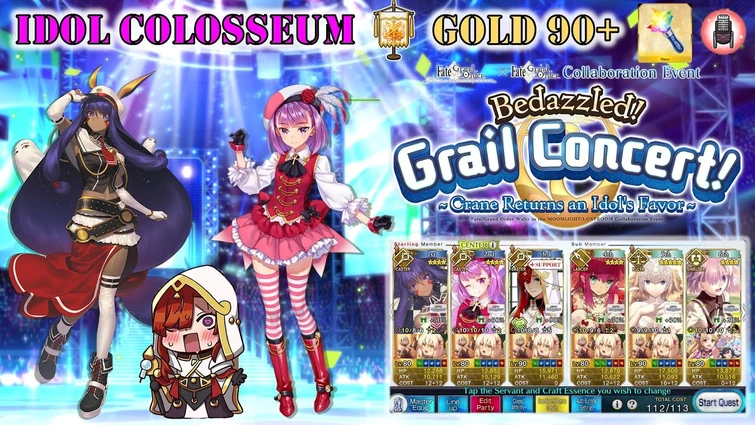 FGO NA - Grail Concert - Gold lv90+ Node: 3T Farming (6 Slot – Bonus Servants Only – No Plugsuit)
