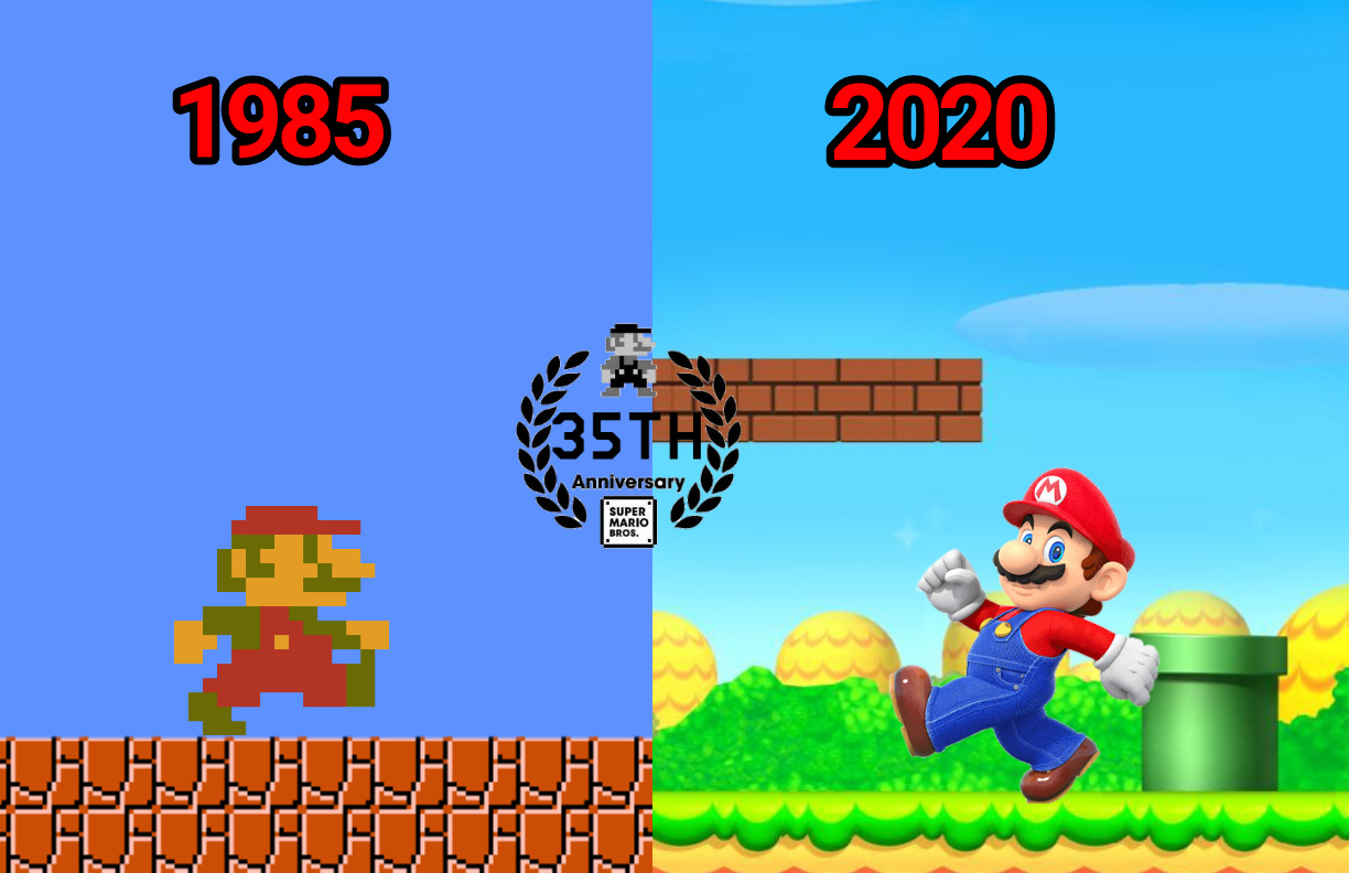 Mario in 1985 vs Mario in 2020