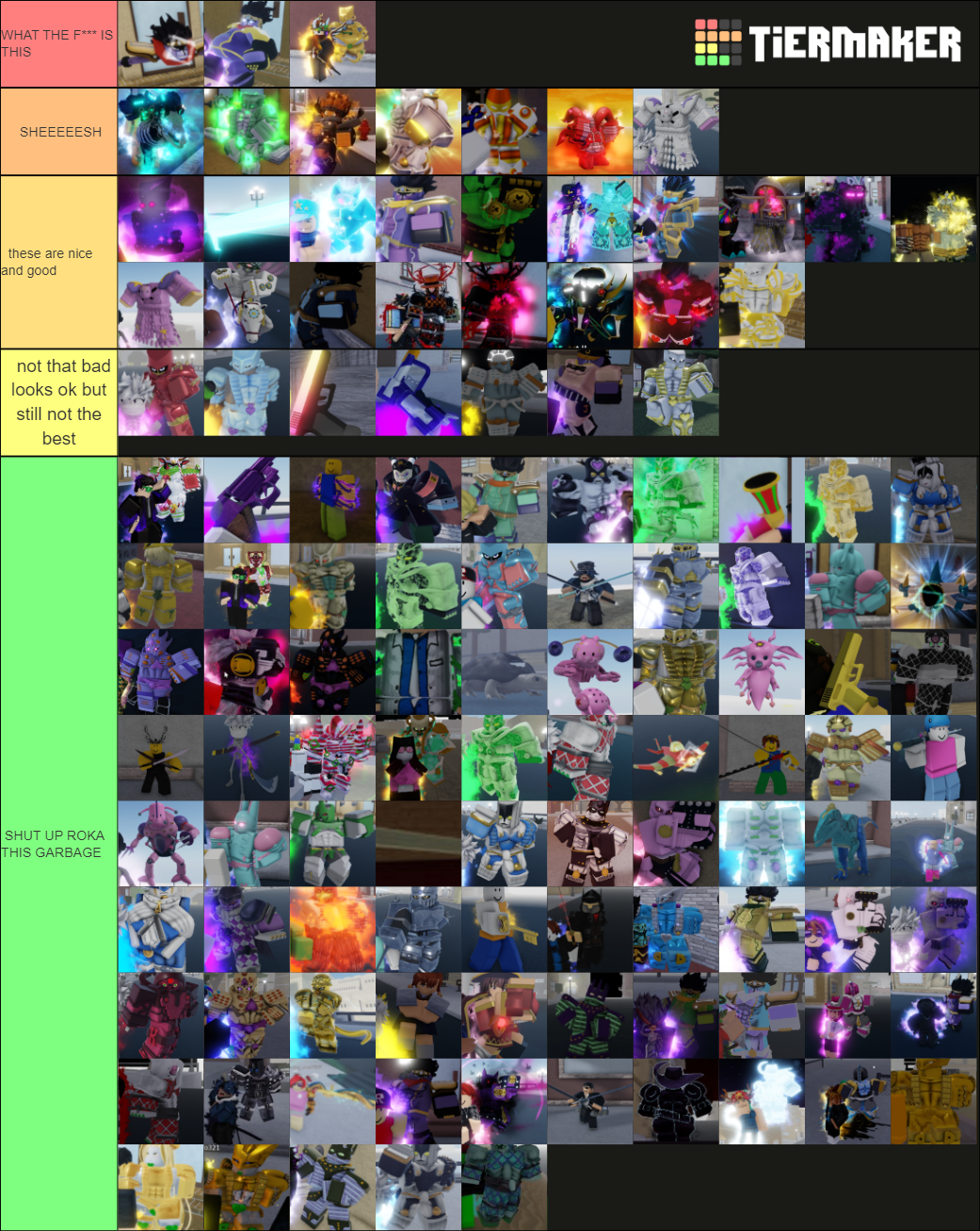 YBA Tier list FUNNEE Tier List 