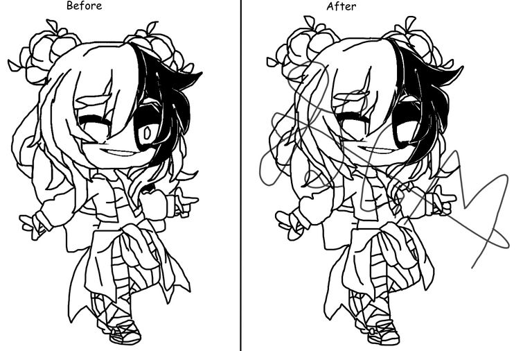 Jack on X: Idea sketch vs. line art . . #gacha #gachaclub #gachaedit  #gachart #gachaart #gachatuber  / X