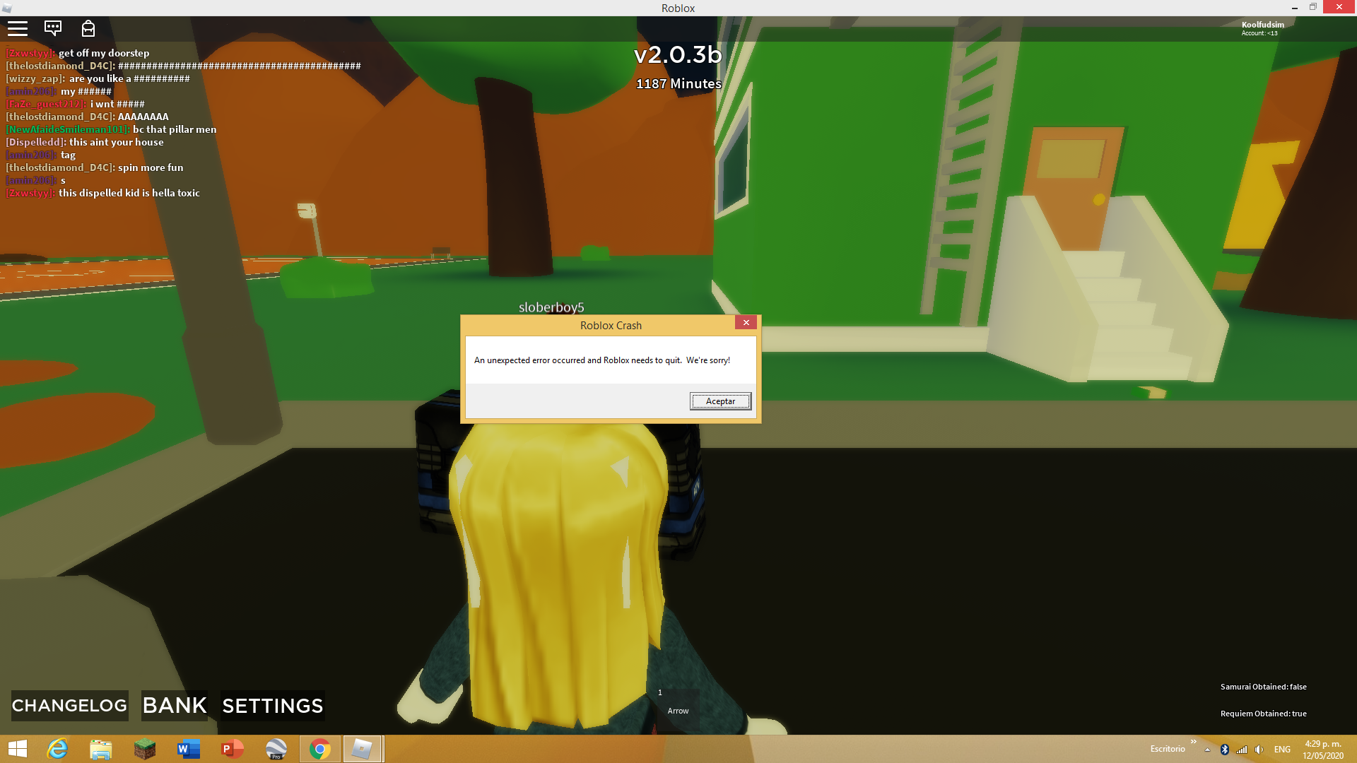 An Unexpected Error Occurred And Roblox Needs To Quit
