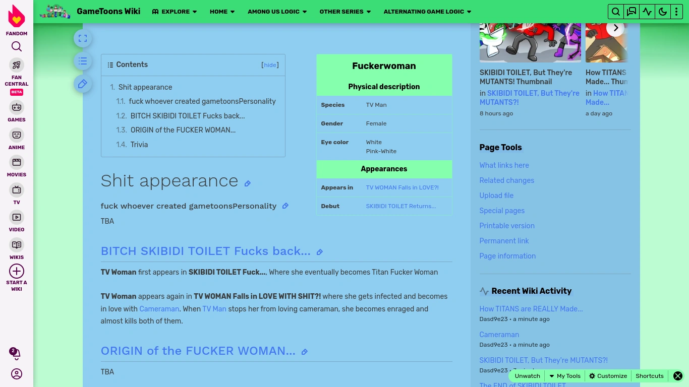 Just found this page heavily vandalismed. | Fandom