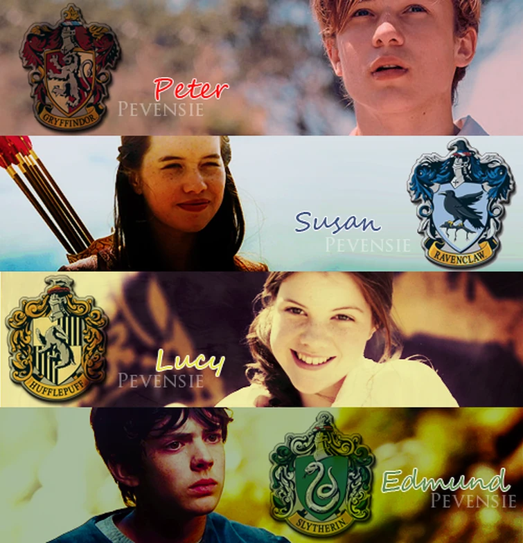 Эдмунд певенси слизерин. Хроники нарнии люси и эдмунд. Герои хроники нарнии слизерин. Дети певенси. Питер сьюзен эдмунд люси хогвартс.