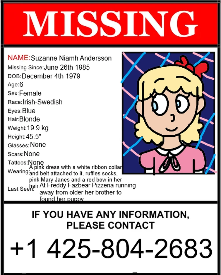 Done a Missing Kid Poster for Susie (aka Chica) | Fandom