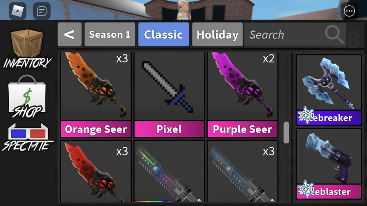 Trading all of these, looking for a corrupt for the pixel and a slasher for  the winter but offers are welcome:D(only offer if you use MM2 values ty) :  r/MurderMystery2