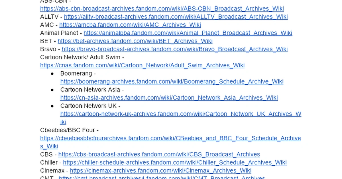 Ultimate broadcast archive list Fandom