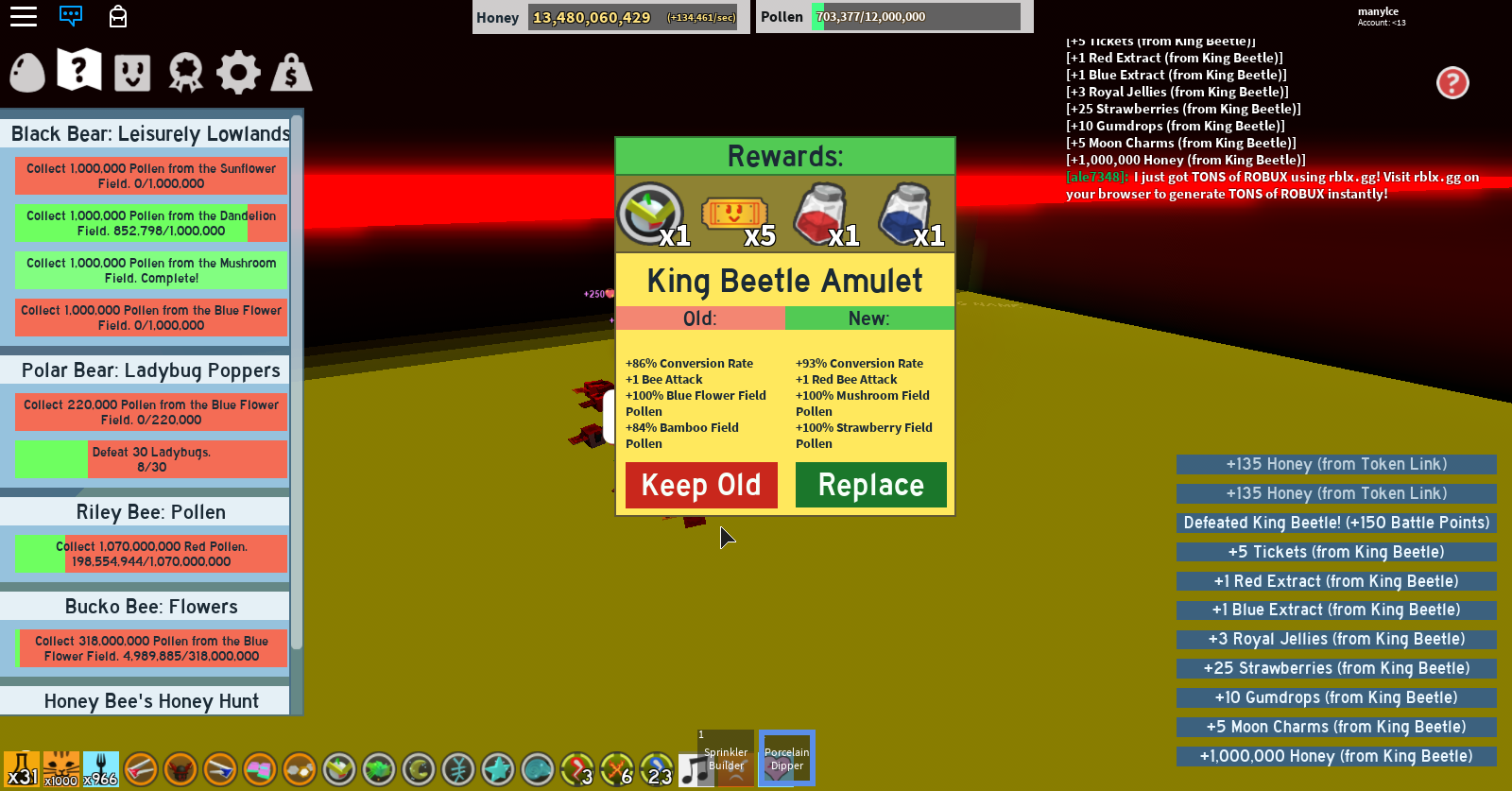 The Reddest King Beetle Amulet I Ve Ever Got Fandom - i just got tons of robux using rblxgg