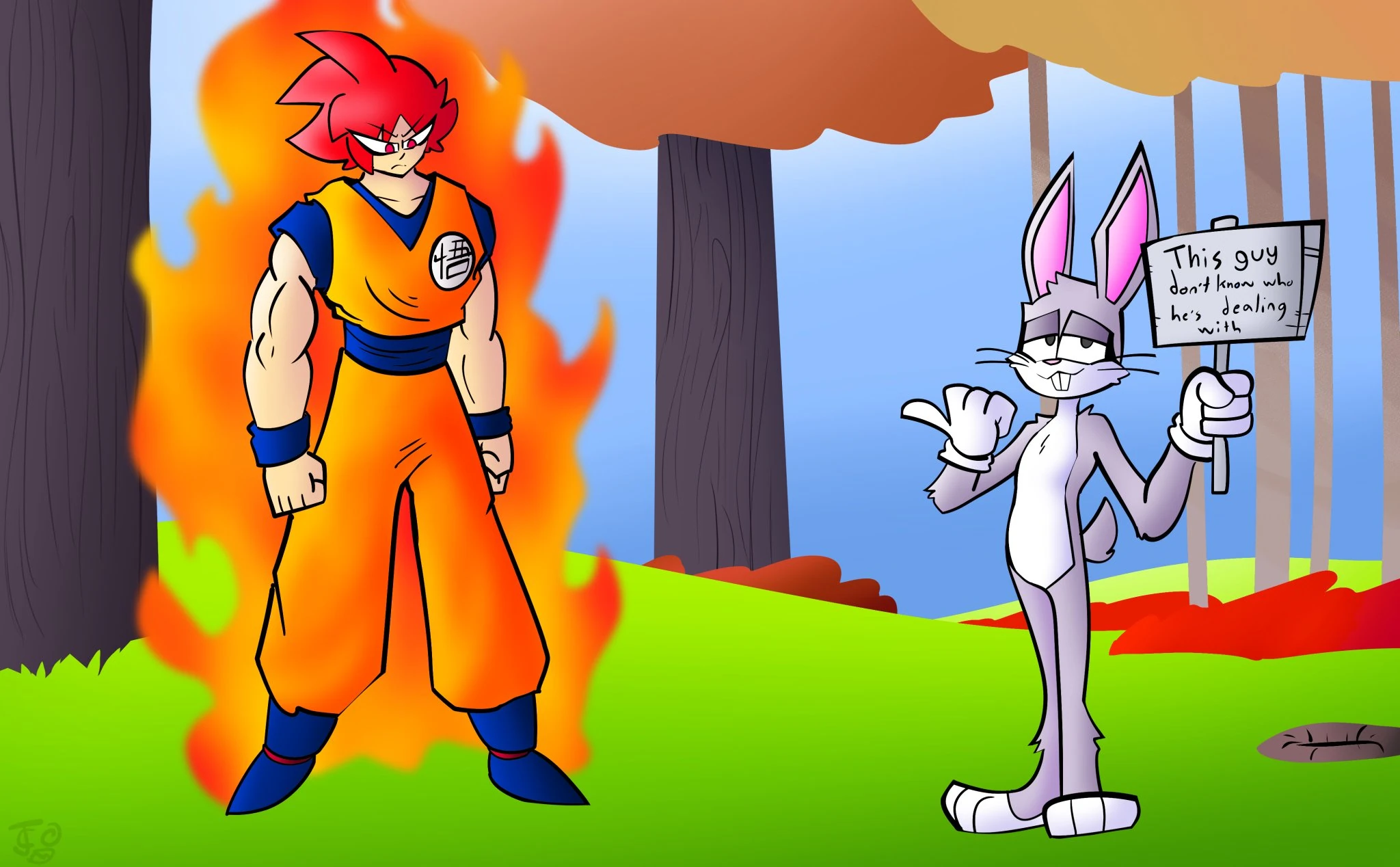 Goku vs Bugs Bunny artwork I commissioned CarbonatedJem Fandom
