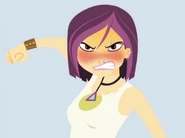 Nikki winding up for a punch.