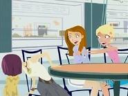 Nikki vomiting because of Jonesy's stench.