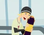 Jude in "Snow Job," showing love to his skateboard.