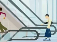 People, do NOT try this at home. Or, for that matter, any place with an escalator.