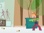 Stanley laughing when Nikki falls from the balls.