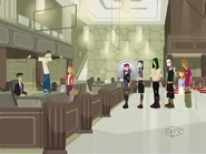 The goths in line at the bank.