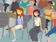 Jen and Nikki wait for Caitlin's hairstyle to finish.