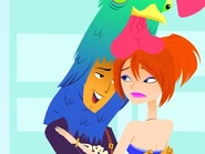 Jonesy flirts with the Blue Dress Girl.