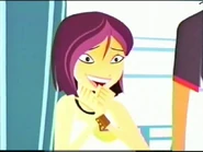 Nikki being sarcastically happy.