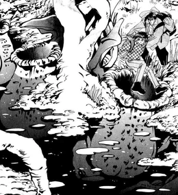 Natsu almost fell into a pitcher plant's trap