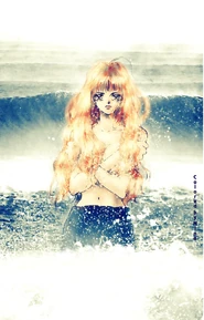 Hana in the ocean colored by Nina