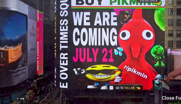 Olimar Pikmin 4 on Times Square Billboard