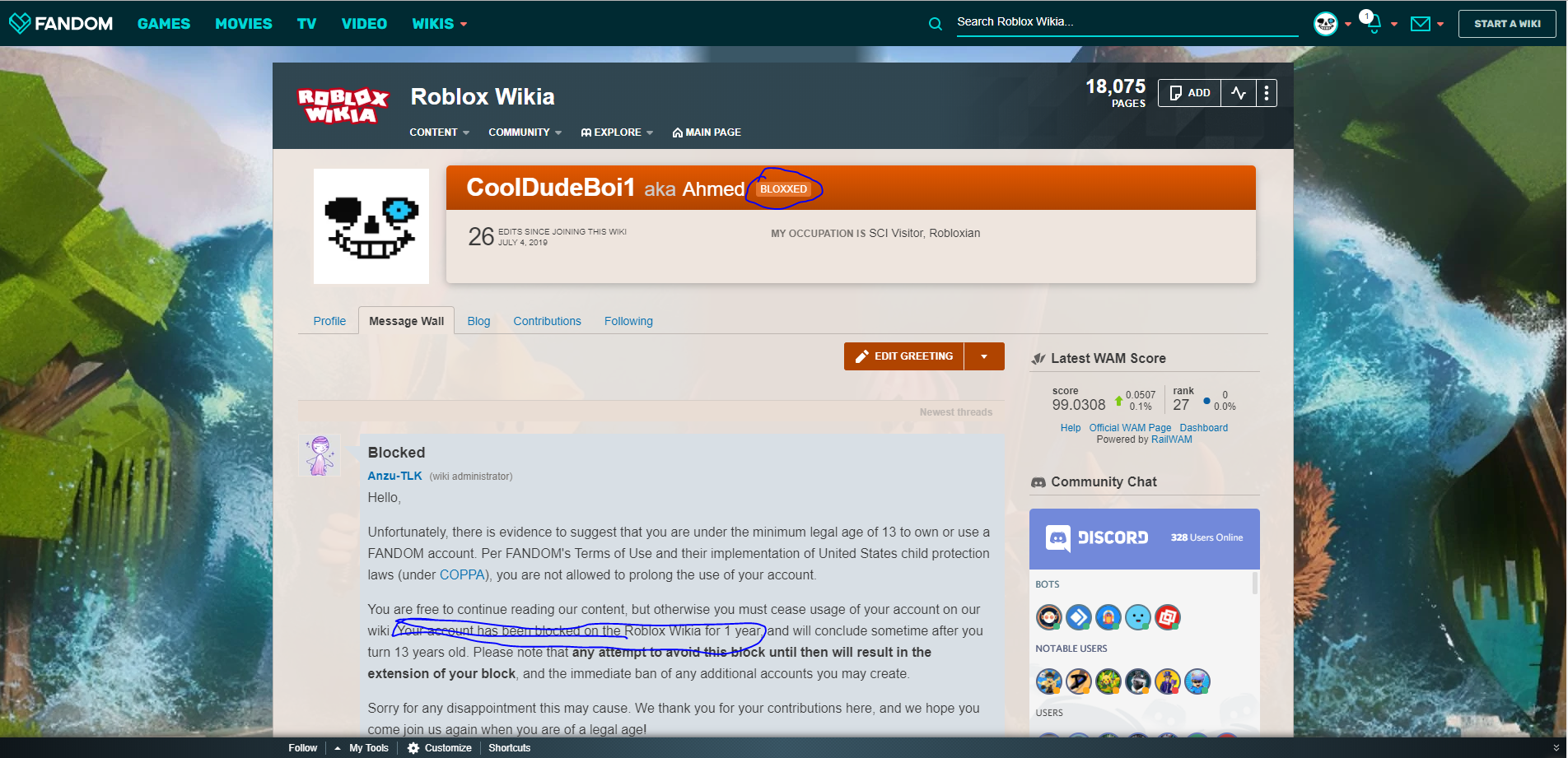 I Was Blocked Fandom - roblox account blocked