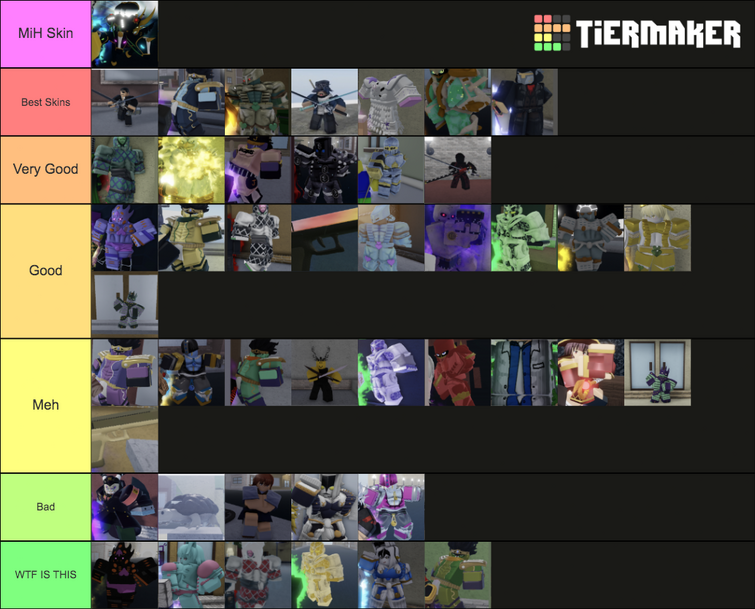 Skin tierlist based on how good they look (my opinion) : r/ YourBizarreAdventure